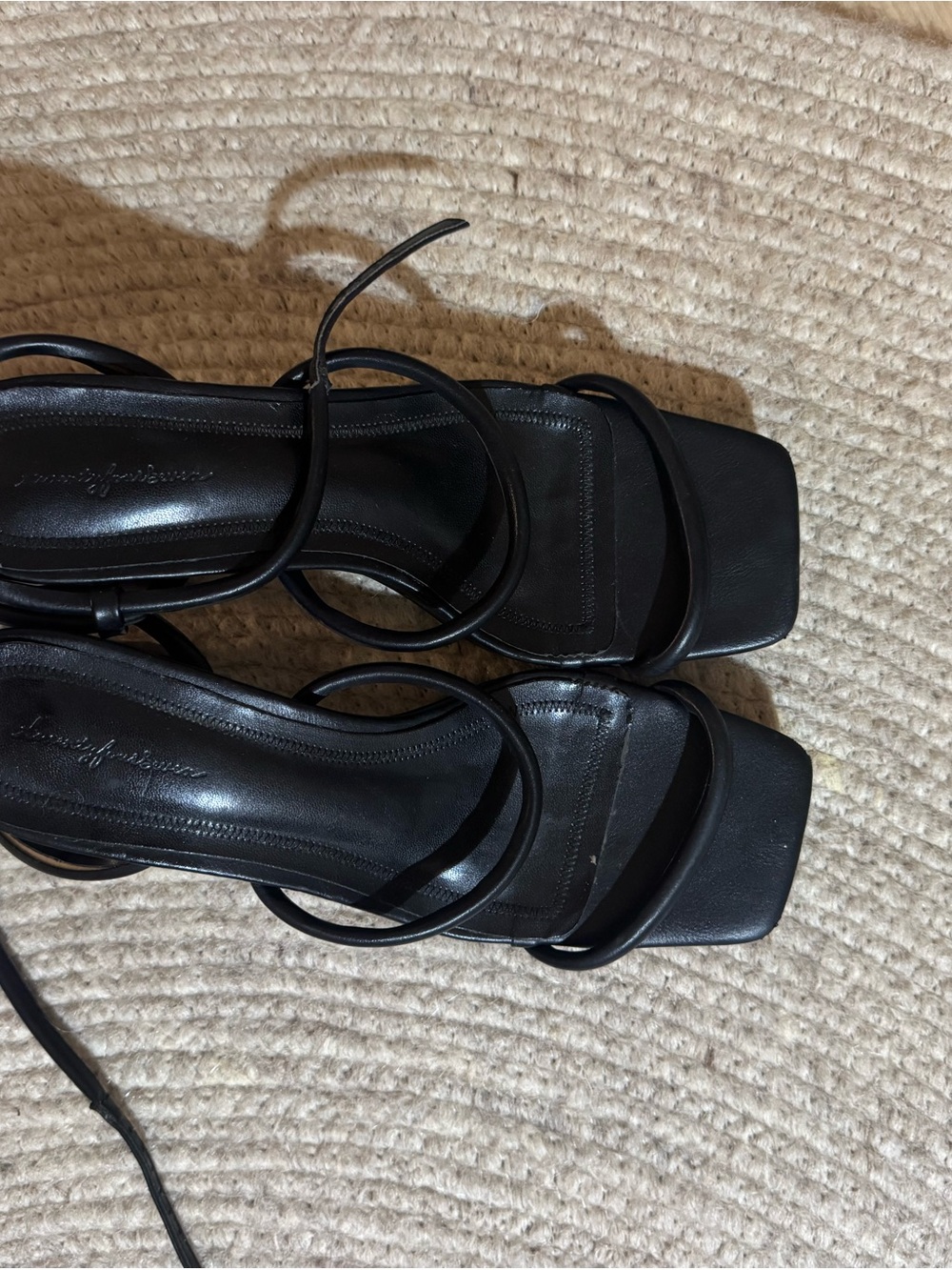 Black Strappy Square-Toe Women's Sandals